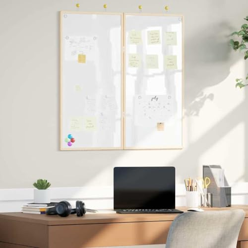 GeenYuu Pizarra de información blanca maciza de pino 80 x 80 x 1,4 cm, plegable, tablón de anuncios, oficina en casa, tablón de notas, pizarra magnética organizador para planificación y recordatorio