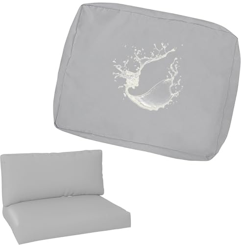 Generisch Palettenkissenbezug Outdoor Wasserdicht 120x80 120x60 60x40 60x80 mit Reißverschluss, Abnehmbarer Ersatzbezug für Palettenkissen(Hellgrau,120 x 80 x 8cm)