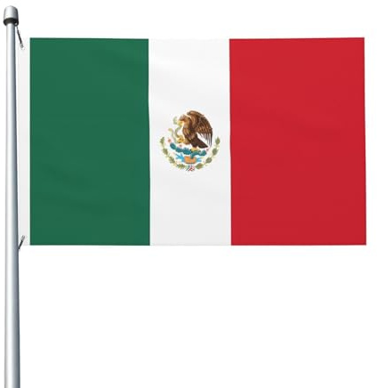 Bandera de México Bandera de jardín de doble cara, 90 x 150 cm, adecuada para uso durante todo el año, decorar porches, balcones y patios | Mástil de bandera no incluido.