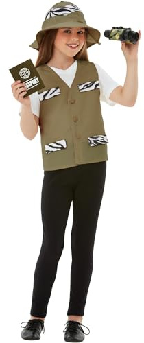 SMIFFYS Kit da esploratore, Marrone, con gilet, cappello, binocolo, passaporto e badge Halloween