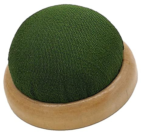 Baoblaze Pelote à Epingles Coussin à Epingle Portable Coussin d'Aiguille de Fleur Base en Bois pour Insertion d'Aiguille Artisant à Coudre7cm - Vert