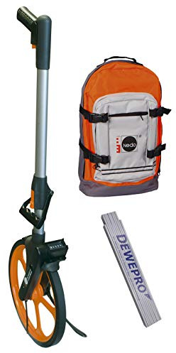 NEDO® Leichtmessrad DELUXE Set - Präzisionsrad mit Trekking-Rucksack inkl. DEWEPRO Zollstock 2m - Messwerkzeug für die Streckenmessung