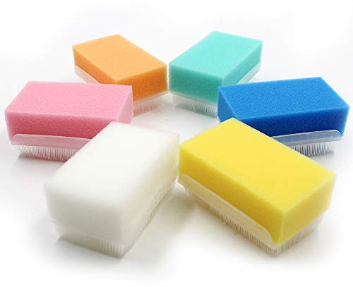Wellgler's Autism Sensory Brush for Therapy,Surgical Scrub Brush,Bbaby Sponge for Bathing, Cradle Cap Brush (6Pack)