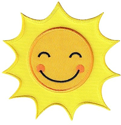 PatchMommy Sonne Aufnäher zum Aufbügeln für Kinder, 9 x 9 cm | Gesticktes Bügelbild, Patch & Applikation für Baby- und Kinderkleidung & Rucksäcke – zum Aufbügeln oder Aufnähen