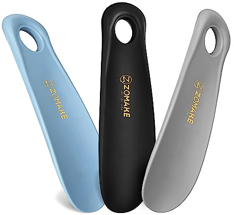 ZOMAKE Calzascarpe, Calza Scarpe Corto in Plastica 18.5cm, Calzante per Scarpe Piccolo da Viaggio, Portatile Shoe Horn per Uomini Donne Bambini (3 Pezzi)