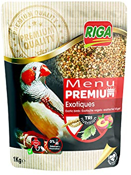 Riga - Premiummeny för exotiska fåglar - blandning av frön, spannmål och frukt - rik på vitaminer och mineraler - tillverkad av veterinärer - 1 kg