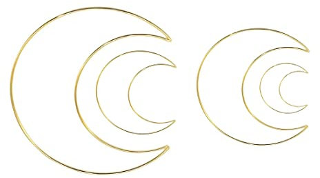 LEEQBCR Anello con corona di fiori in metallo dorato,4 pezzi, decorazione di nozze, acchiappasogni e artigianato (luna d'oro)