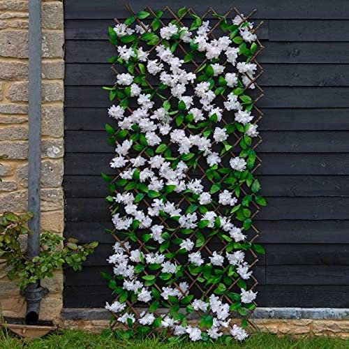 Garden Mile Cherry Blossom Screening Panel Fence Privacy Screen for Garden Artificial Flower Trellis Living Wall Panel Expandable Trellis Privacy Fence Screening Suitable for Indoor, Outdoor 180x60cm