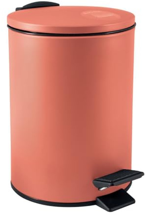 Spirella Kosmetikeimer 5 Liter Edelstahl mit Absenkautomatik und Inneneimer Adelar Badezimmer Mülleimer Softclose Abfalleimer Terracotta Rot matt, Red, 5 litres