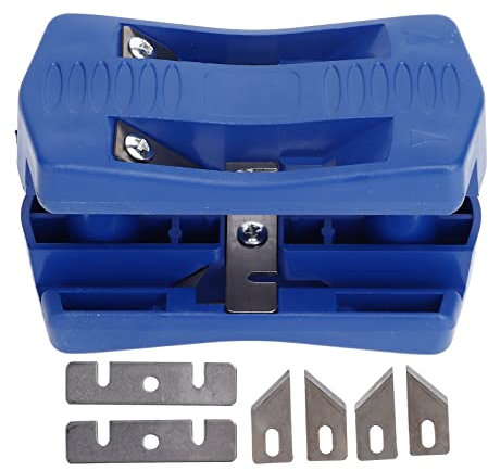 EVTSCAN Recortadora de Cantos Manual, Paso fácil, con 6 Cuchillas de Acero al manganeso, Trabajo con Cantos de Chapa de Madera de melamina PVC ABS de hasta 0,5 mm de Espesor