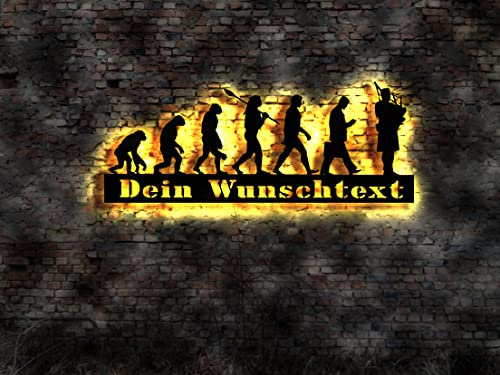 Manufaktur MV Dudelsack Spieler Evolution Scotland Schottland Kostüm LED Wandschild Bild sign