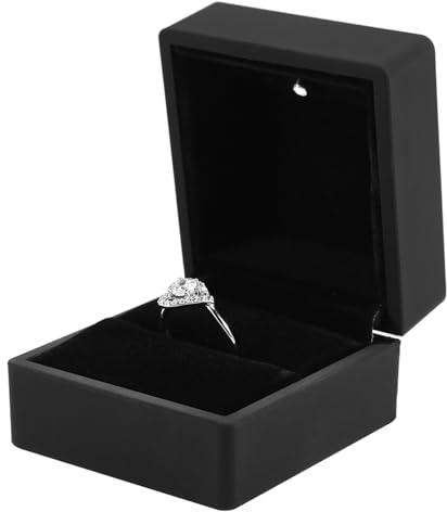 Yosoo Health Gear Schmuck Aufbewahrungsbox mit LED Beleuchtung, Ideal für Halsketten, Ringe (Schwarz)