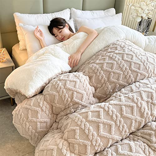 TUCVZVO Edredón Nórdico, Manta Cama 135/150/180 Invierno Reversible De Franela, Manta Sofa Grande Polar Gruesa, Suave Y Cálida, Beige, 150x200cm (3kg)