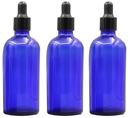 3 Stück 100 ml leere kobaltblaue Glasflaschen nachfüllbare Glasflaschen Probenbehälter Aufbewahrungsboxen mit Glas-Augentropfen für ätherische Öle Parfums Reisen Aromatherapie Labor