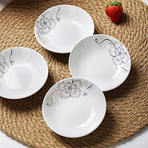 Decohomeforu 4 Stück Untertassen mit Blumenmuster, Keramik-Dipschalen, 10,2 cm Beilagen, Saucenschalen für Sushi-Saucen-Snack, Porzellan-Gewürzgerichte, Vorspeisen, Snack-Servierschalen