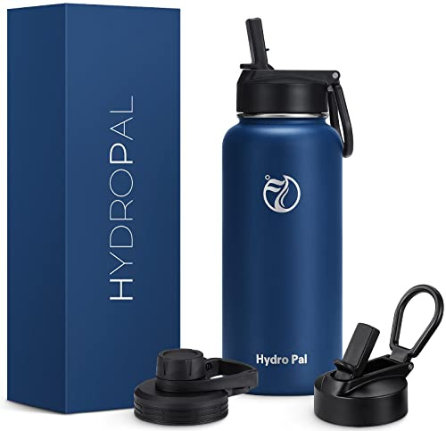 HydroPal Edelstahl Trinkflasche - 500/750ml/ 1L/1.2L/1.9L, BPA-Frei, Kohlensäure geeignet, Isolierte flasche mit Strohhalm & 2 Deckel