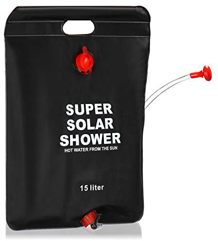 com-four® camping shower - compact solar shower with 15 L - mobile outdoor shower for camping, garden, beach and vacation (Camping shower 15l)