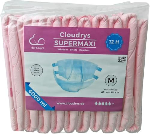 Cloudrys Supermaxi Rosa Windeln mit Folie für Erwachsene Gr. M