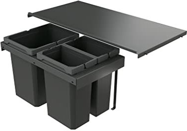 Naber 8013421 Abfallsammler Cox Stand-UP® 350 K/800-3, anthrazit, 30,5 (2x7,5/1x15,5) Liter / 80 cm Schrankbreite