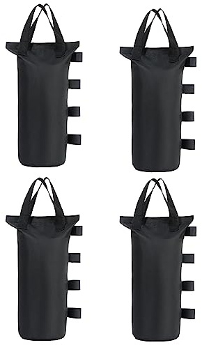 TESSLOVE Gewichtssäcke in Industriequalität, Sandsäcke, Beingewichte für Pop-Up-Zelt, Terrassenschirm, Outdoor-Möbel (nur Taschen, Sand Nicht enthalten). (4PCS-D20*50cm, Schwarz)