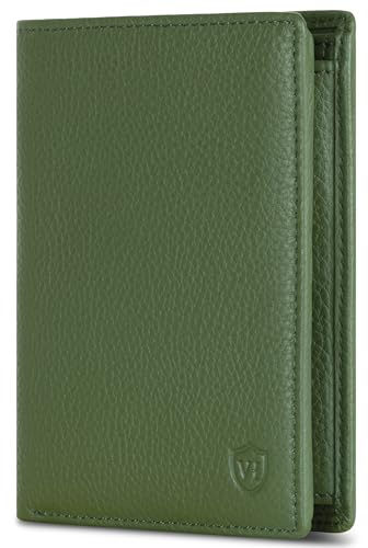 VON HEESEN Leder Geldbörse RFID Schutz I Echtleder Geldbeutel für Damen & Herren I Portemonnaie Brieftasche Wallet Portmonee (Grün)