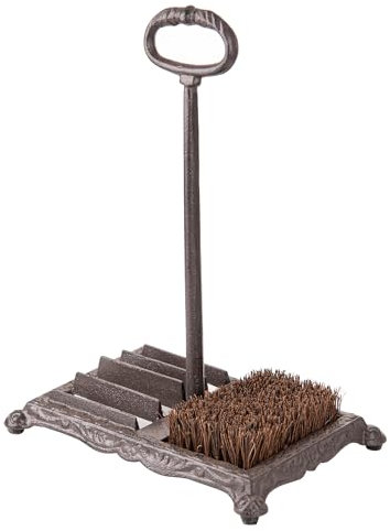 Sungmor Heavy Duty Cast Iron Shoe Scraper Brush, Vintage Rustic Brown Boot Scraper Brush with Handle, Farmhouse Garden Outdoor Boots Mud Cleaner, Shoe Brush Scrubber for Front Door Entrance