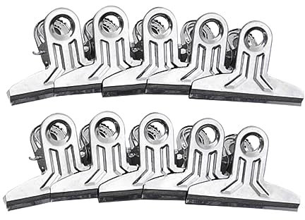 Amosfun 10 Stück Edelstahl Beutelclips 5,5cm Luftdichter Chipstütenverschluss Gebürsteter Edelstahl Verschlussklammer Für Lebensmittel Snacks Brot Kaffee