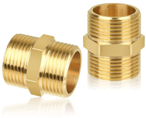 2 Stück Doppelnippel 3/4 Zoll,Messing Außengewinde(Ø 24mm),Doppelnippel Sechskant 3/4,Verbindungsstück 2 x AG aus Gewindefitting,für Heizung Trinkwasseranlage geeignet,Sanitär und Heimwerkerprojekte