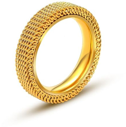 Aotiwe Ringe Vergoldet, Herren Ringe Pack 4mm Doppelschicht Freundschaftsringe Dünn Edelstahl Größe 52 (16.6)