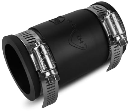 Flexible PVC Pipe Coupling with Rubber Hose Clamps for Flex Coupling 1-1/4 Inch Nominal Pipes Drain Repair, Dust Hose,Plumbing Connection,Cast Iron,Plastic Pipes Upgrade, PVC Condensate Pipe Coupler 