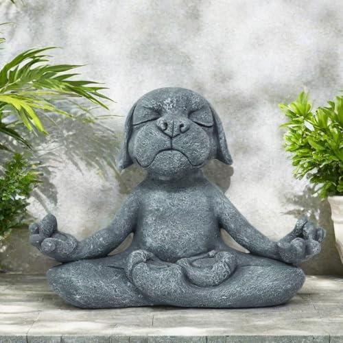 Pujipu Statue de chien en méditation - Figurine de chien zen - Grenouille de jardin zen pour décoration de maison et de jardin, idée cadeau pour bureau, chambre, extérieur, cour, pelouse (chien)