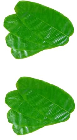 PRETYZOOM 20 Pièces Tapis antidérapant Ensemble de nattes de Table Ensemble de nattes de Table Feuilles de bananier pour Cuisiner Assiettes en Feuille de bananier décor Tapis de Bol Green