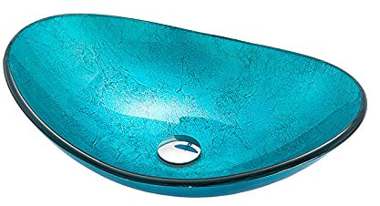 CLRAWSHB Badezimmer-Waschbecken, gehärtetes Glas, Aufsatzwaschbecken, Schüssel mit Abfluss, Kombi-Waschbecken, 12 mm Dickes Waschbecken, ohne Wasserhahn