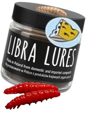 Libra Lures Larva Multi 25mm | Forellenköder Supersoft | Inhalt: 25 Stück (5x5)| Aroma: Käse | Farbe: 021 / Red