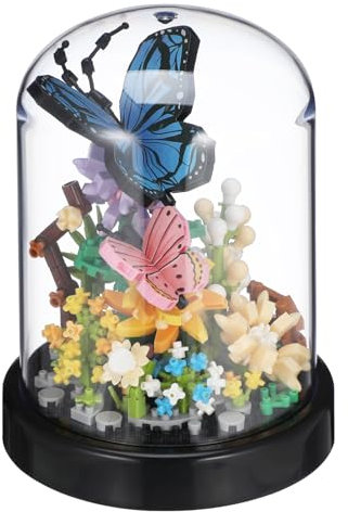 ibasenice Mini-bausteine Set Zum Bauen Eines Blumenstrauß-modells Mit Ziegeln Und Blumenmotiven Inklusive Durchsichtiger Abdeckung Für Spielzeug Und Bonsai-Design