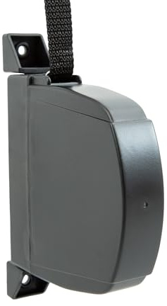 TELKES - Recogedor Plegable de Persiana Negro Cinta 14mm Enrollador Abatible Exterior de Sobreponer en Pared o Marco de Ventana Recambio Universal Reparable Correa Nylon 5,5 m Incluida (Negro, 14mm)