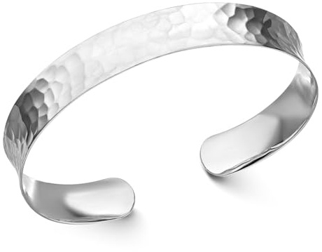 Damen Armreif Silber 925 breit offen - Armband gehämmert Armspange SA-18