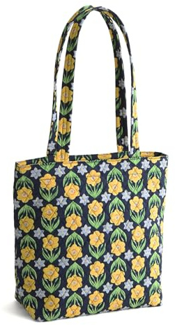 Vera Bradley Women's Premium Cotton Small Original Zip Tote Bag, Daffodils, One Size
