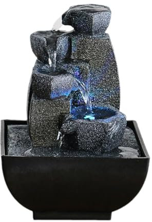 Accessoires for bassin, fontaine de table d'intérieur USB, cascade, salon de thé, chambre à coucher, boule rotative, décoration lumineuse, méditation, yoga, décoration décorative, style A(Style C)