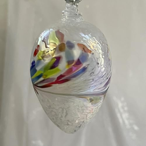 Glas Ei zum hängen mundgeblasen weiß bunt Osterei zum hängen Osterdekoration Höhe 8,5 cm Durchmesser 4,8 cm