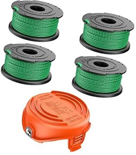 DEMULAX String Trimmer Spool Line, for Black and Decker, 2mm 20 Feet Autofeed Replacement Spools, for GL7033 GL8033 GL9035 Grass Strimmer Trimmer Cap, for 90583594 (4 Spool + 1 Cap) Lawn Mower Spool