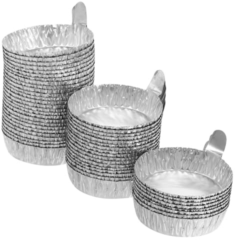 Uonlytech 50pièces Coupelles Aluminium Jetables Avec Poignée Plat De Pesée Pour Échantillons De Poudres Et Liquides Pour Laboratoires Et Cuisine Empilables Et Pratiques