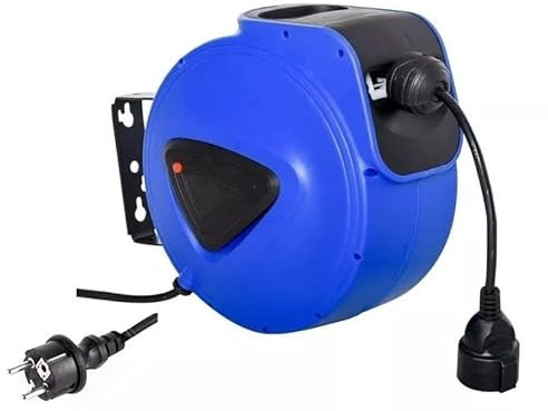 PROLUNGA CAVO ELETTRICO 2300W CON ARROTOLATORE AVVOLGITORE AUTOMATICO METRI 20+1