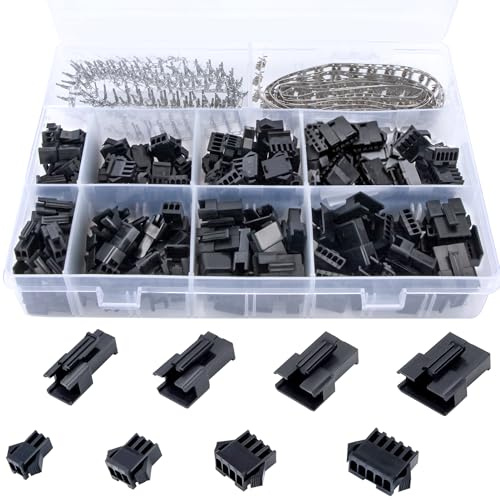 560 Stück 2,5mm Pitch 2 3 4 5 Pin JST SM Stecker Anschluss Männlich und Weiblich Stecker Gehäuse Stecker Adapter Sortiment, Crimp-Terminals Connector Kit, JST-SM Steckverbinder Kit