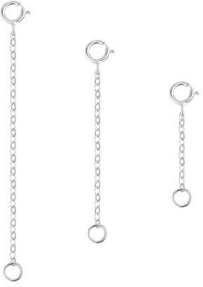 GlasFlength Kettenverlängerung Silber, 3 Stück 925 Sterling Silber Verlängerungskette Halskettenverlängerung für Schmuckherstellung um Ihre Colliers und Armband zu Verlängern Damen Herren (5 8 10CM)