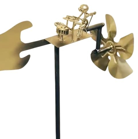 Nybhyjka Handmade Metal Drummer Windmill, Wind-Powered Sculpture, Garden Decoration Rock Band Windmills, Percussionist Music Figurines And Statues, Wind-Powered Sculpture