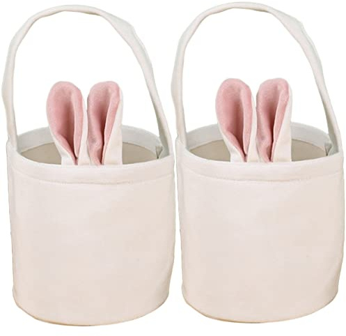Cabilock 2 Stück Osterhasen Geschenktüten mit Griffen Wiederverwendbare Stofftaschen für Süßigkeiten Snacks und Kleine für Ostern Kindergeburtstage und Partys