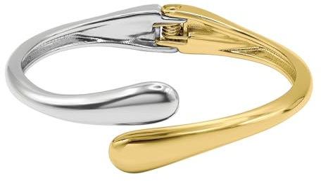 Heideman Armspange Damen Sorelle Edelstahl bicolor poliert | Sorelle Bicolor-Armspange Silber-Gold, Edelstahl, offener Bangle mit Federscharnier, Damen, nickelfrei, Geschenk