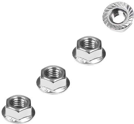 M6 Serrated Flange Hex Nuts, 15 Pcs M6-1.0 Flange Hex Nut, Hexagon Flange Nuts, Flanged Lock Nuts, 304 Stainless Steel Right Hand, Metric, Fully Thread Replacement Nut