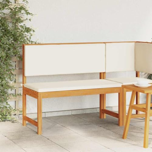 QJBSAVVA Gartenbank aus Teakholz mit abnehmbarem Kissen Rechteckige Outdoor Bank für 2 Personen 100x50x91 cm Modernes Design für Garten und Balkon